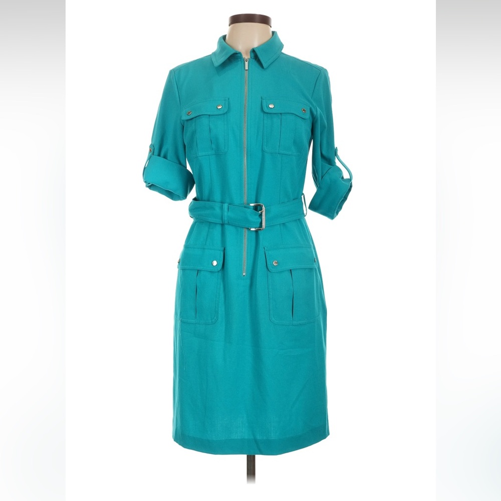 NWT MICHAEL Michael Kors Teal Utility Shirt Dress